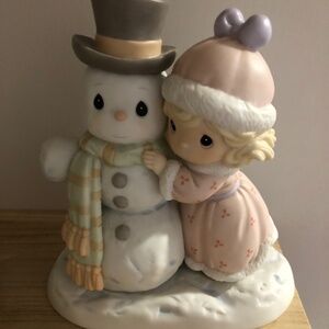 Precious moments figurine snowman and girl